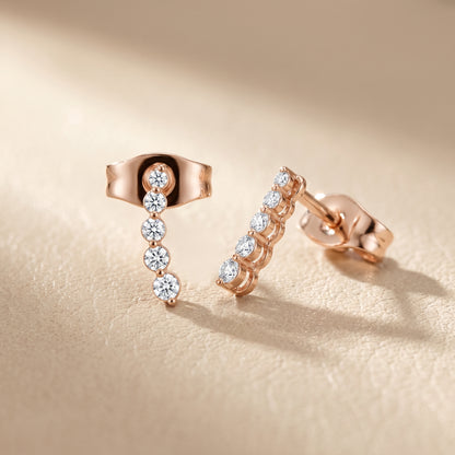 Round Cut Lab Grown Diamond Stud Earrings in Rose Gold