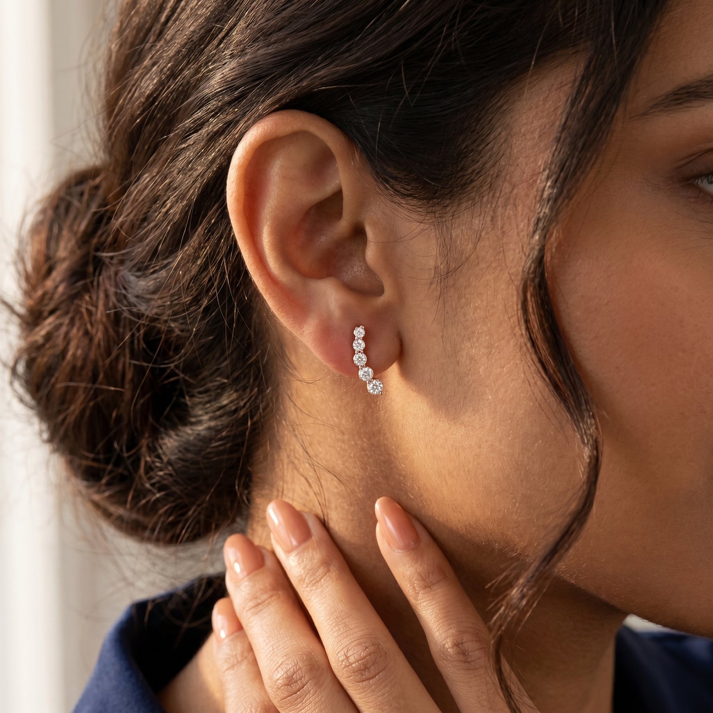 Round Cut Lab Grown Diamond Stud Earrings in Rose Gold