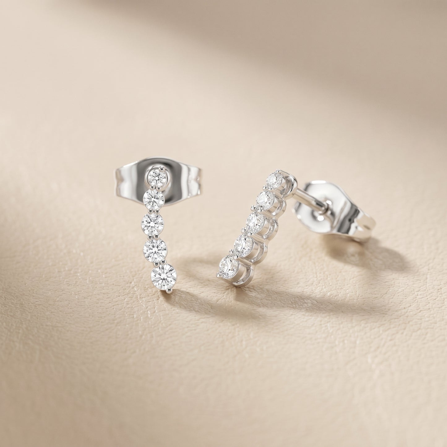 Round Cut Lab Grown Diamond Stud Earrings in Platinum