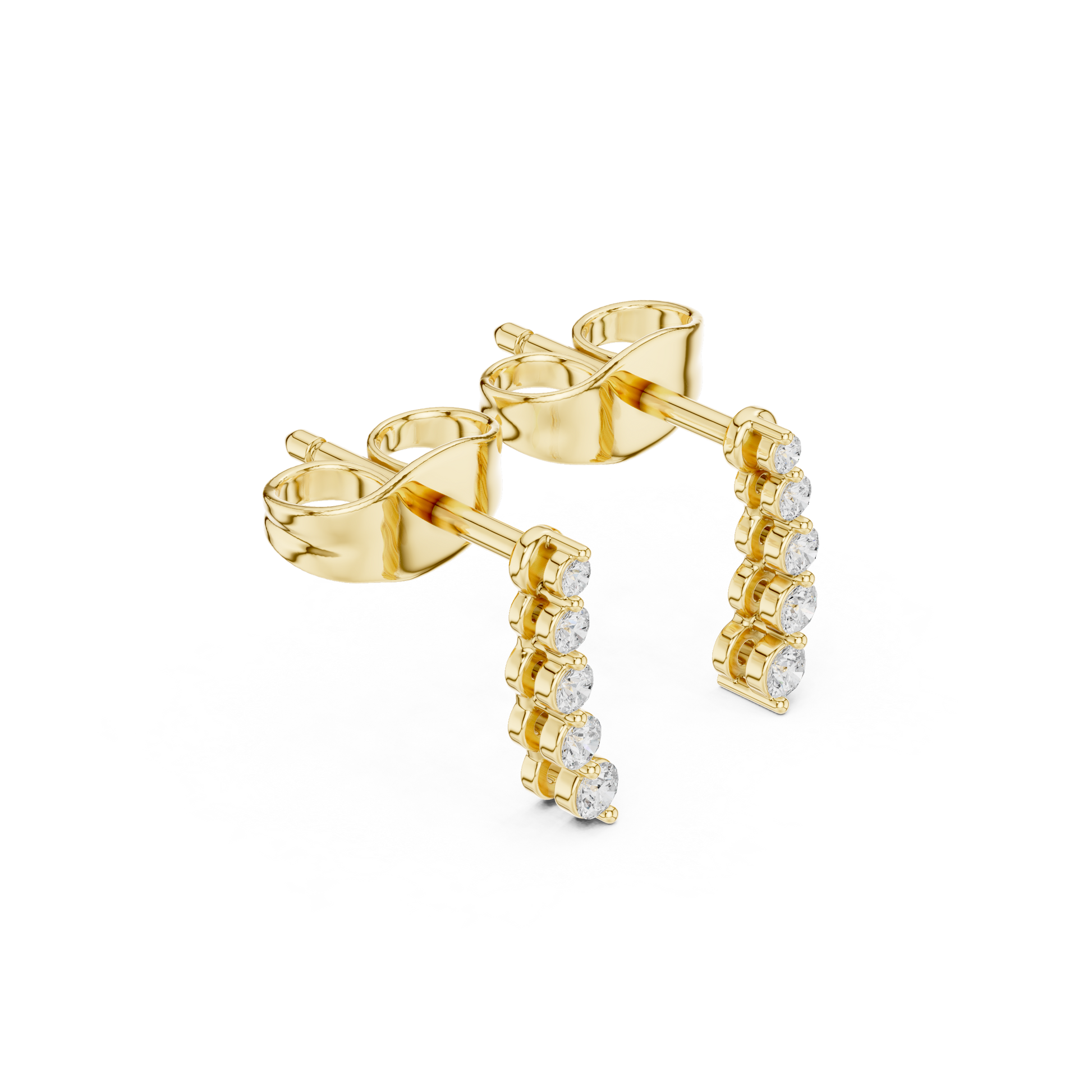 Round Cut Lab Grown Diamond Stud Earrings in Yellow Gold