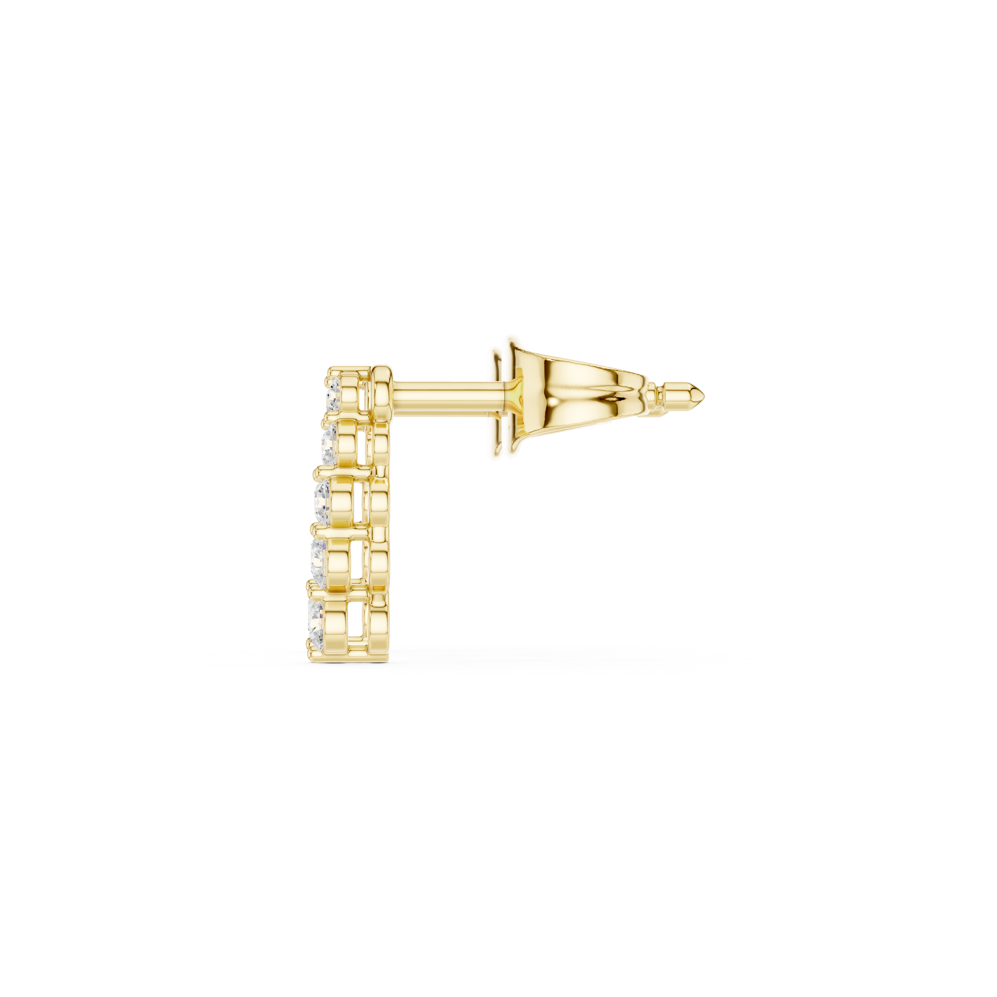 Round Cut Lab Grown Diamond Stud Earrings in Yellow Gold