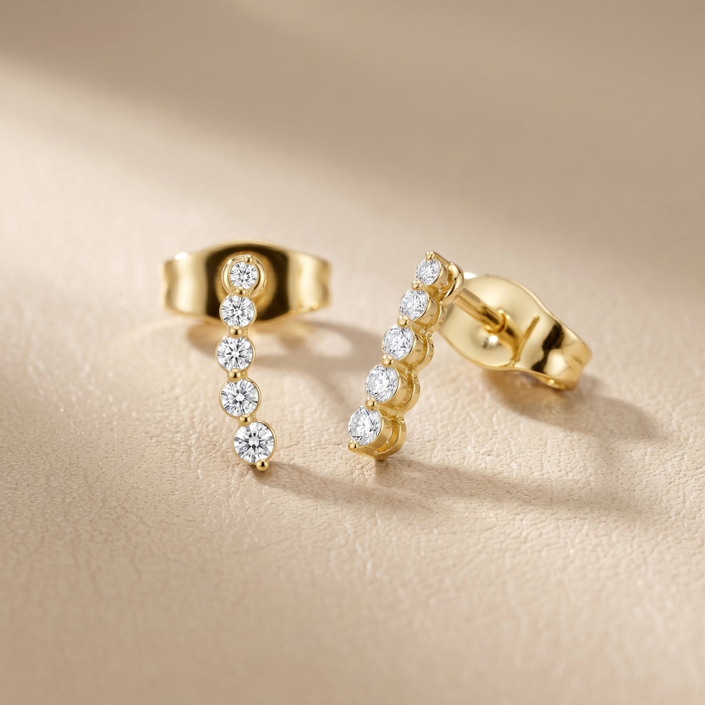 Round Cut Lab Grown Diamond Stud Earrings in Yellow Gold