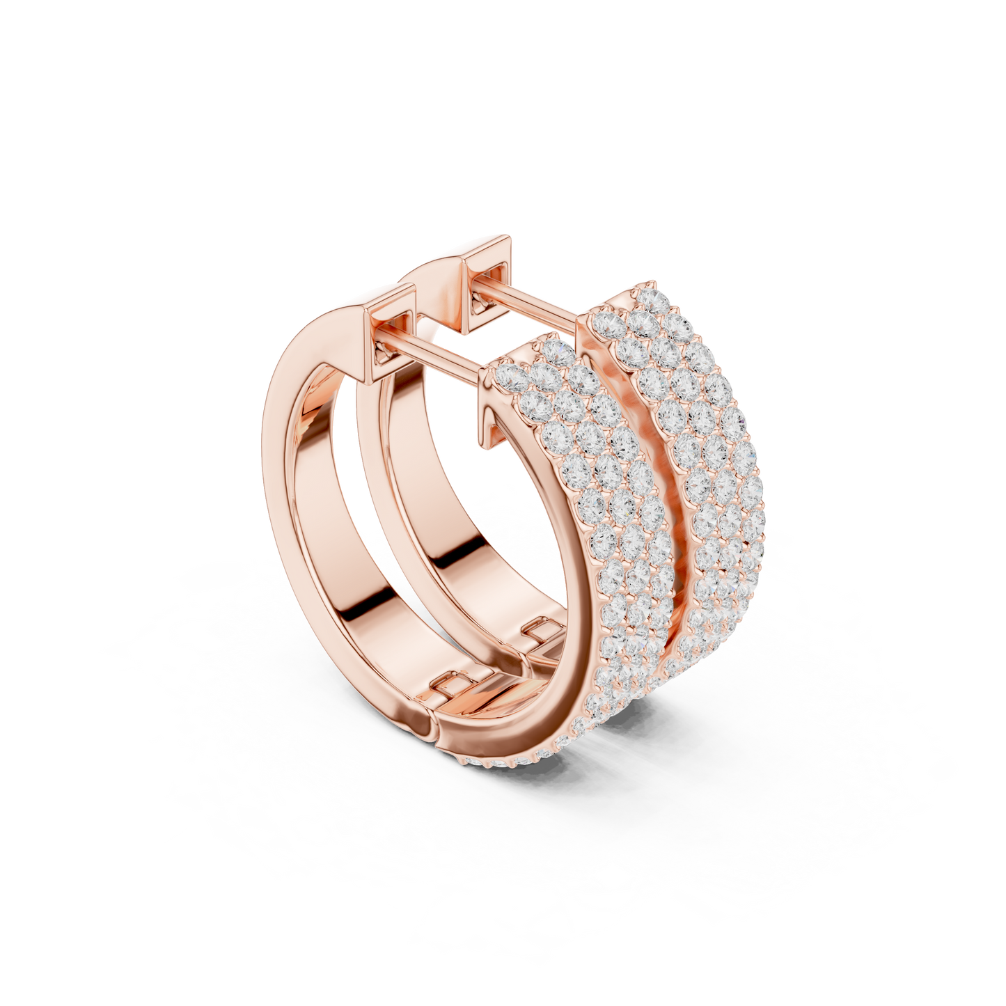 Round Cut Lab Grown Diamond Hoop Earrings in Rose Gold