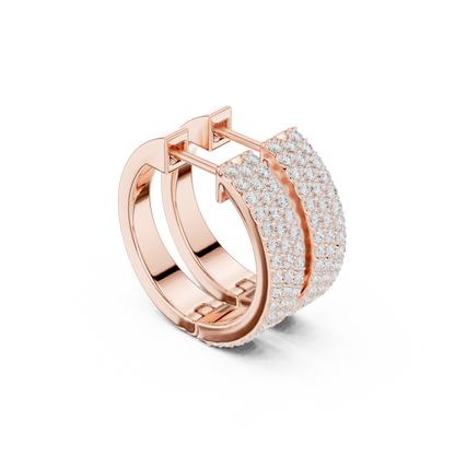 Round Cut Lab Grown Diamond Hoop Earrings in Rose Gold