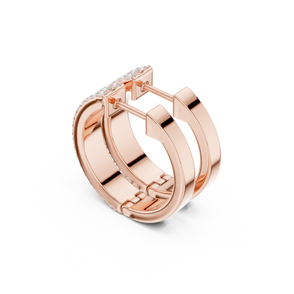 Round Cut Lab Grown Diamond Hoop Earrings in Rose Gold