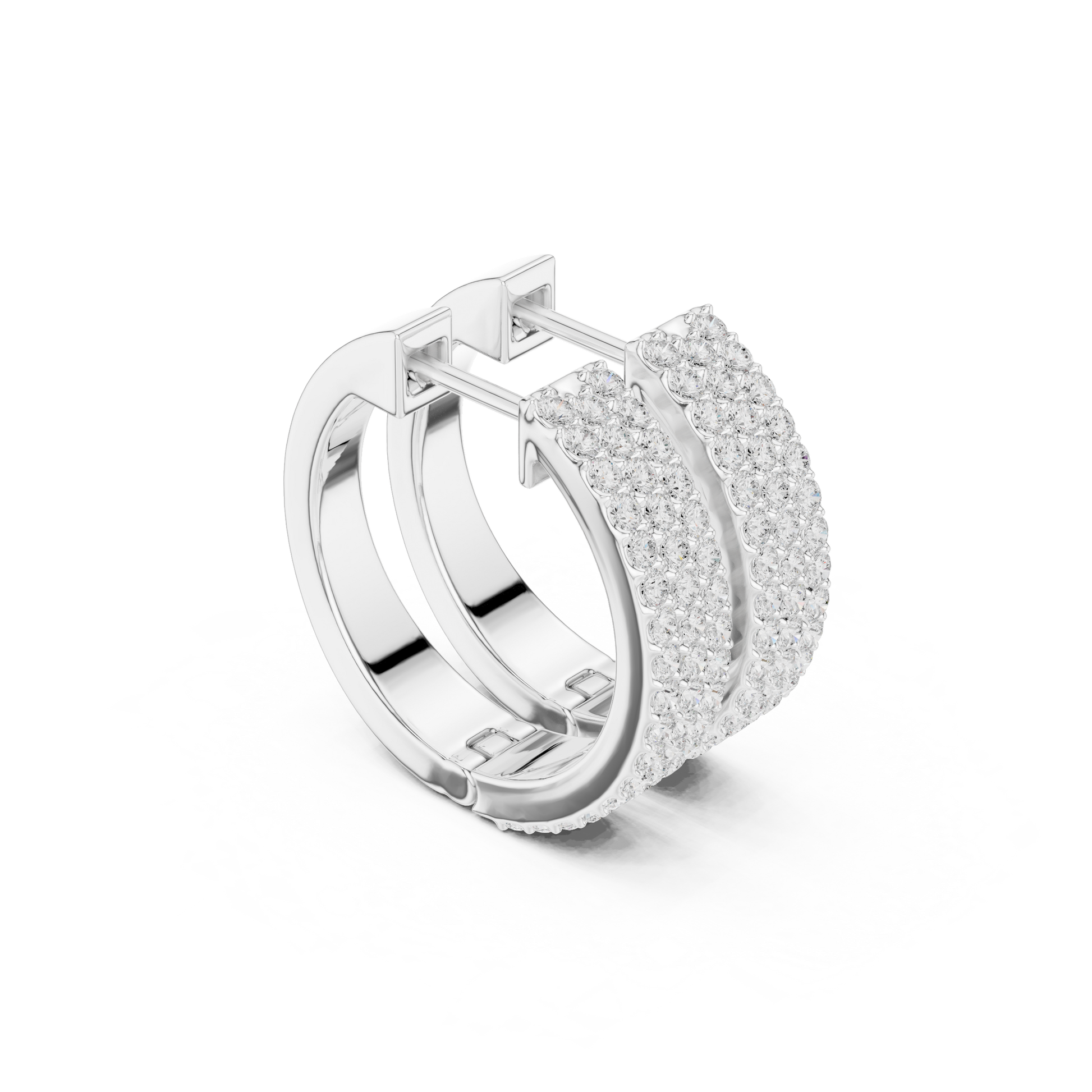 Round Cut Lab Grown Diamond Hoop Earrings in White Gold