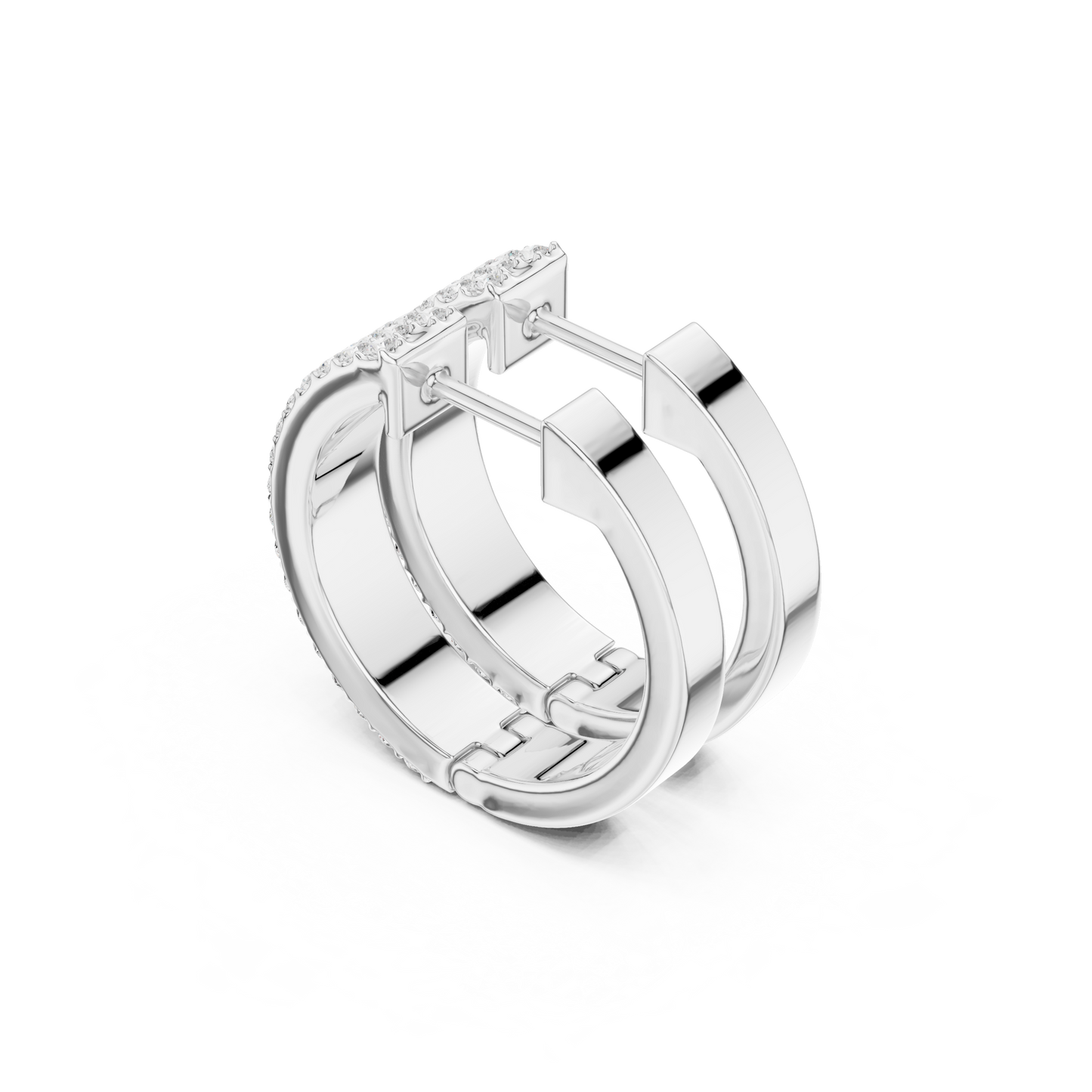 Round Cut Lab Grown Diamond Hoop Earrings in Platinum