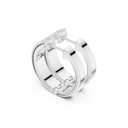 Round Cut Lab Grown Diamond Hoop Earrings in Silver
