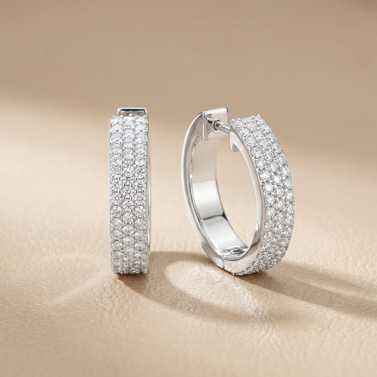 Round Cut Lab Grown Diamond Hoop Earrings in Platinum