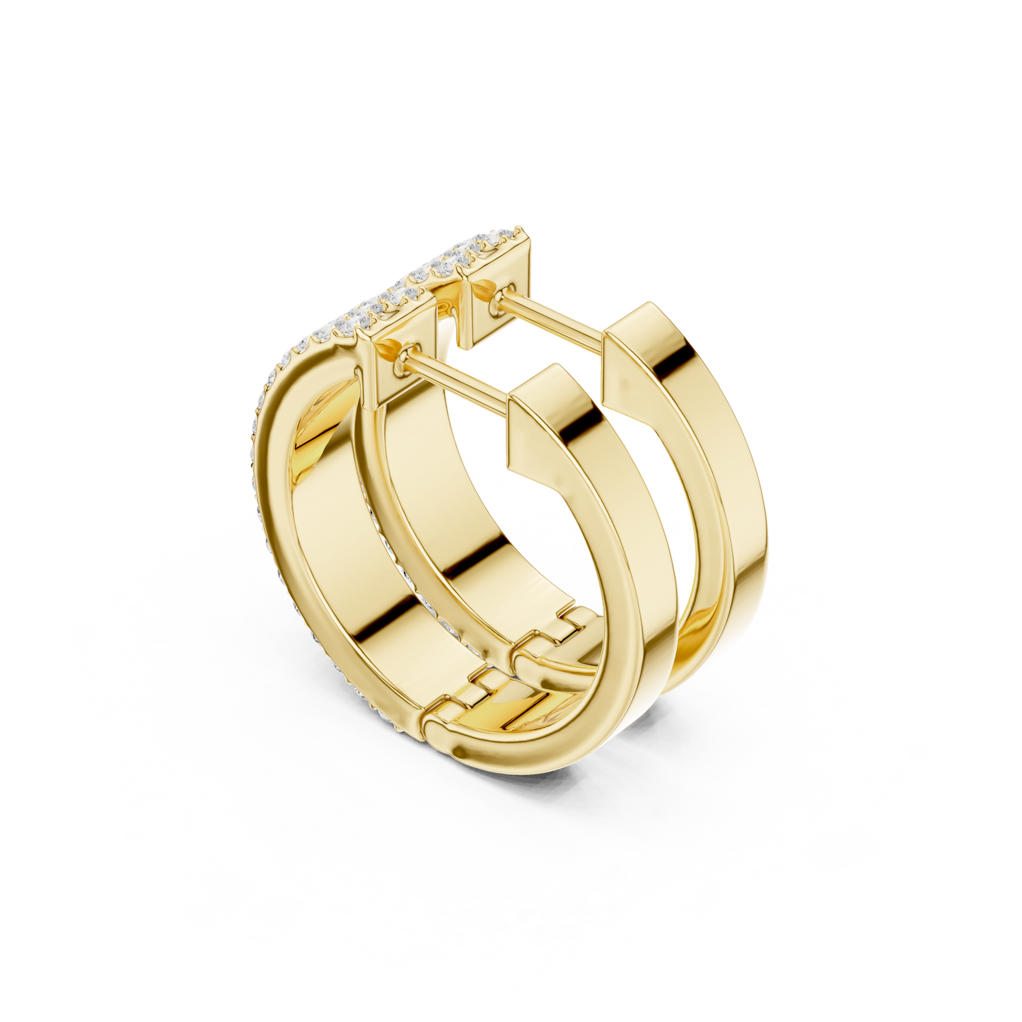 Round Cut Lab Grown Diamond Hoop Earrings in Yellow Gold