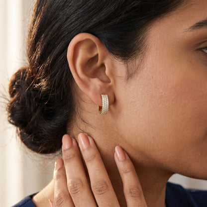 Round Cut Lab Grown Diamond Hoop Earrings in Yellow Gold