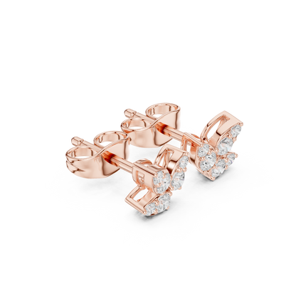 Round Cut Lab Grown Diamond Stud Earrings in Rose Gold