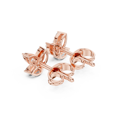 Round Cut Lab Grown Diamond Stud Earrings in Rose Gold