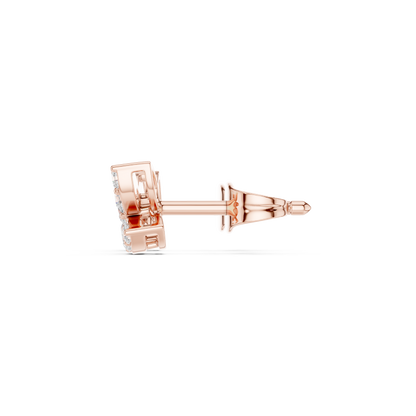Round Cut Lab Grown Diamond Stud Earrings in Rose Gold