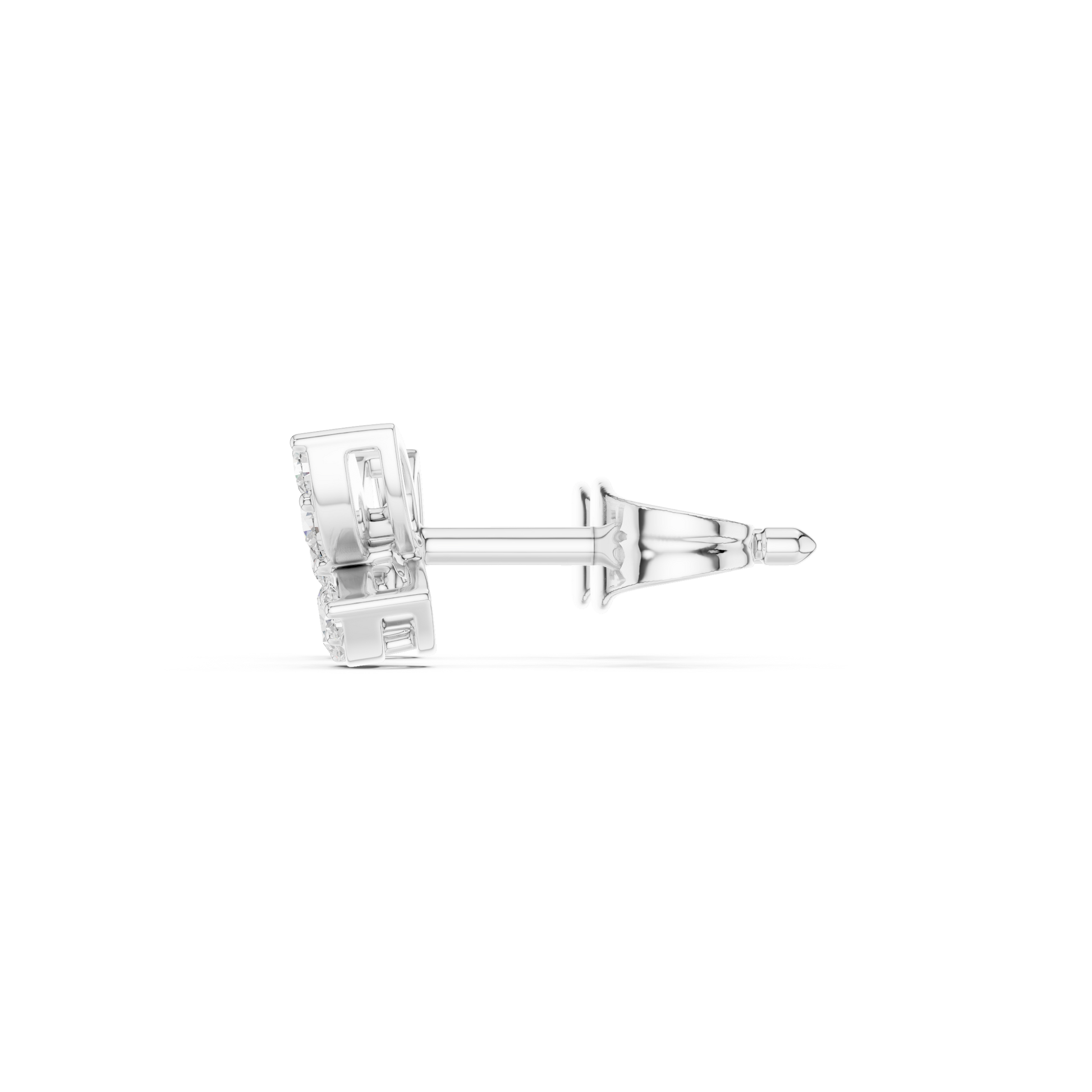 Round Cut Lab Grown Diamond Stud Earrings in Silver