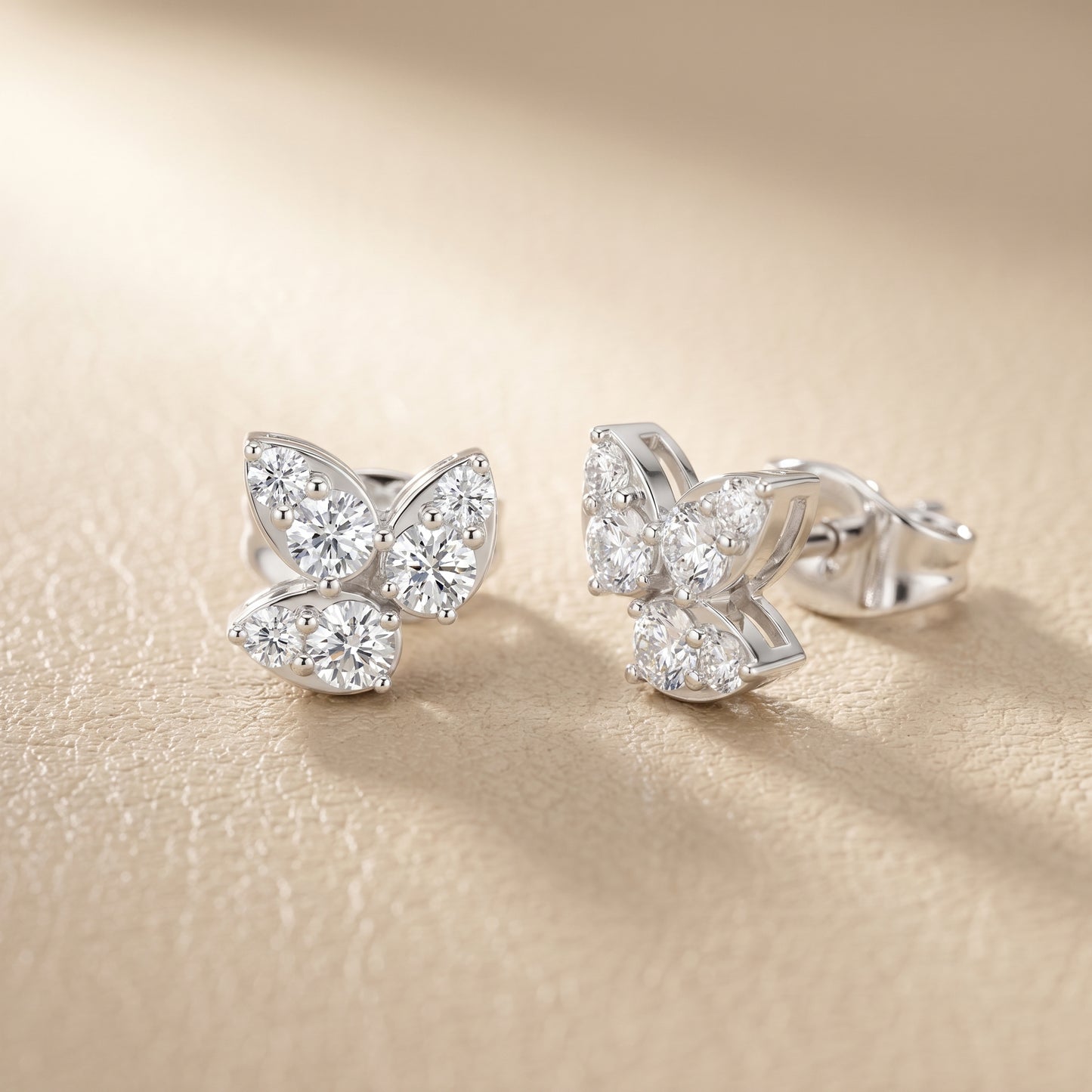 Round Cut Lab Grown Diamond Stud Earrings in Silver