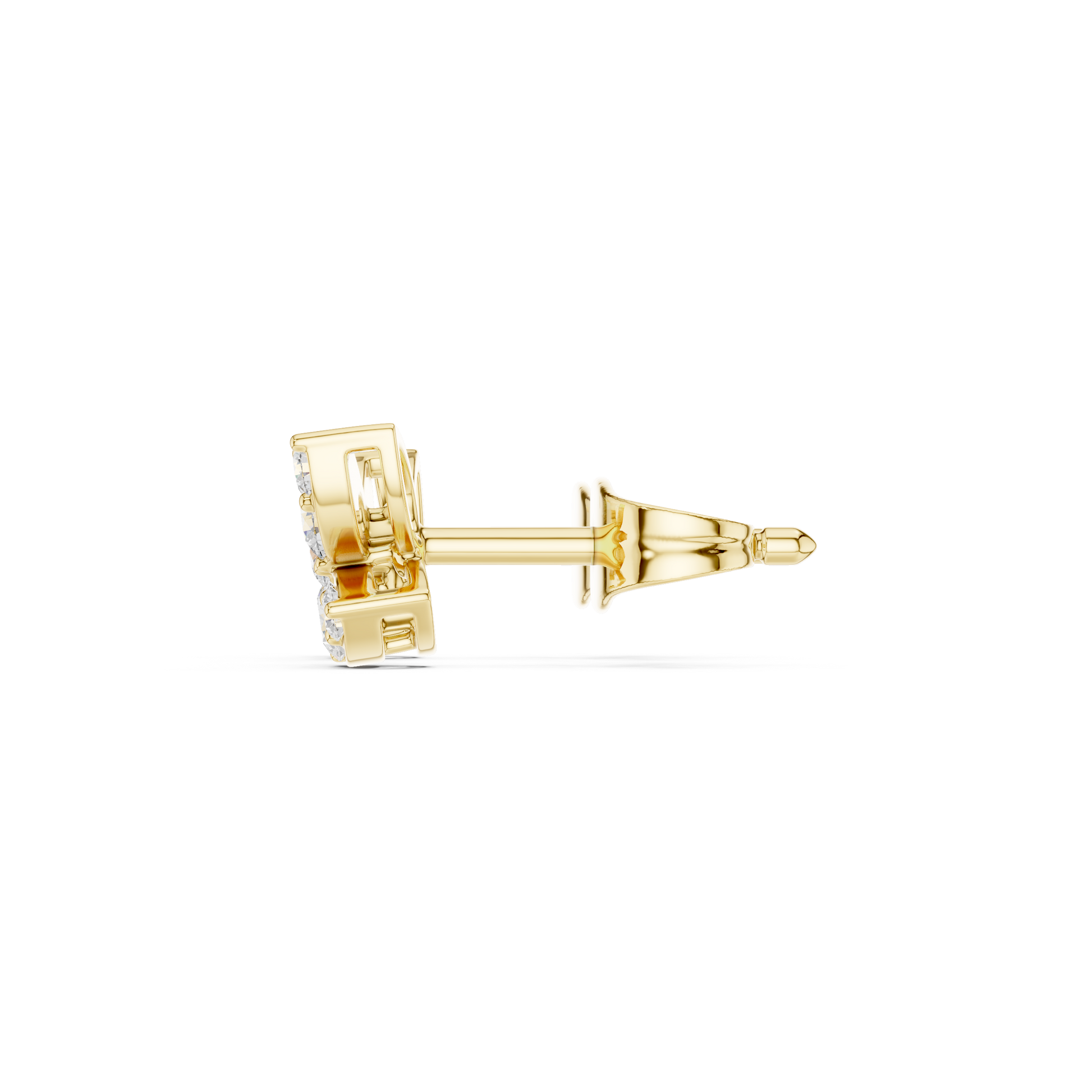Round Cut Lab Grown Diamond Stud Earrings in Yellow Gold