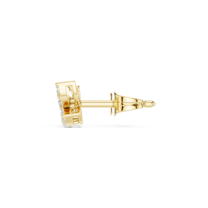 Round Cut Lab Grown Diamond Stud Earrings in Yellow Gold