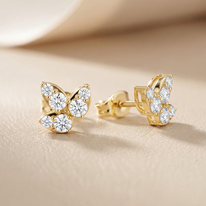Round Cut Lab Grown Diamond Stud Earrings in Yellow Gold