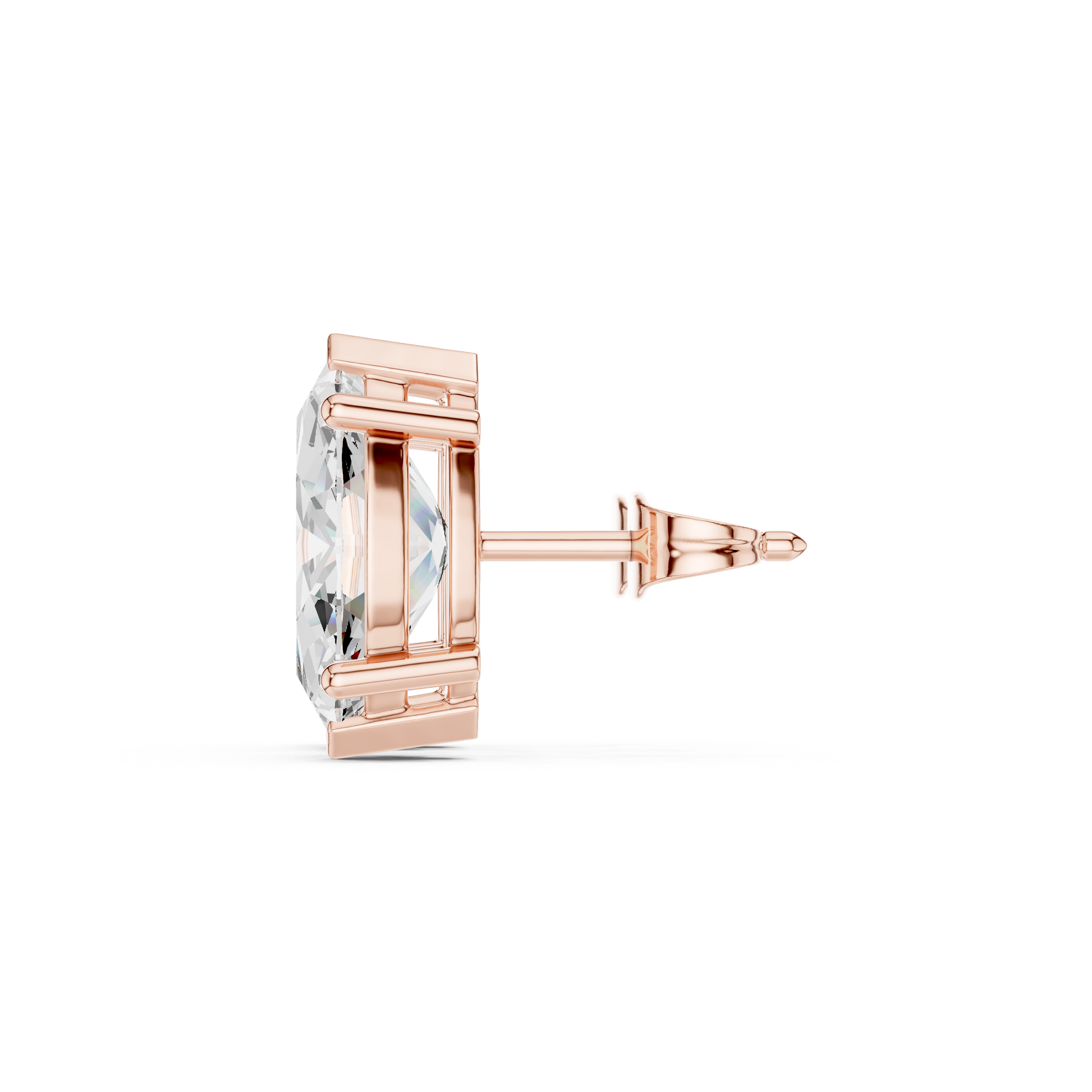 Marquise Cut Lab Grown Diamond Stud Earrings in Rose Gold
