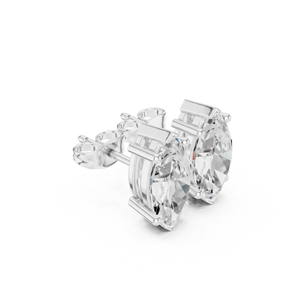 Marquise Cut Lab Grown Diamond Stud Earrings in Silver