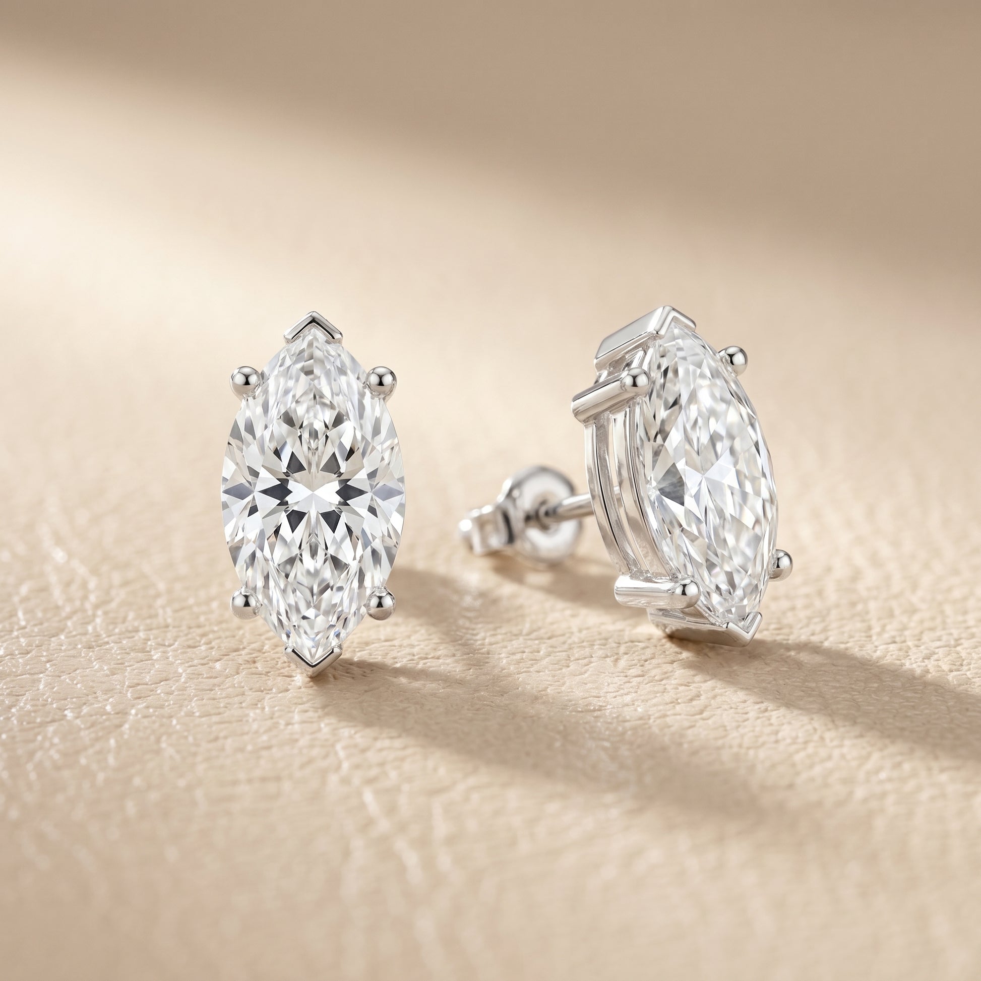 Marquise Cut Lab Grown Diamond Stud Earrings in Platinum