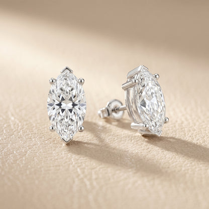 Marquise Cut Lab Grown Diamond Stud Earrings in Platinum