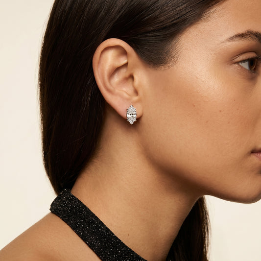 Marquise Cut Lab Grown Diamond Stud Earrings in White Gold