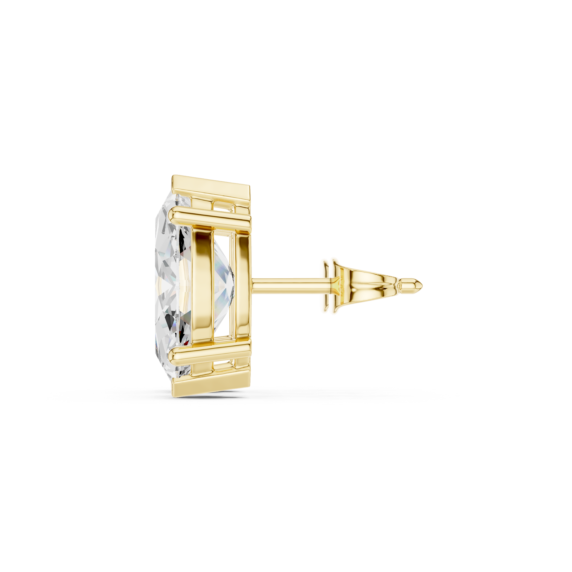 Marquise Cut Lab Grown Diamond Stud Earrings in Yellow Gold