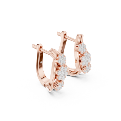 Round Cut Lab Grown Diamond Hoop Earrings in Rose Gold