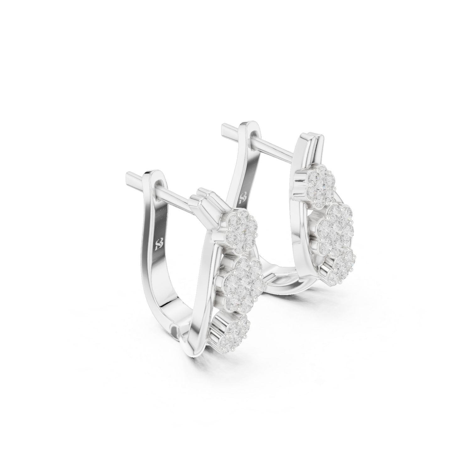 Round Cut Lab Grown Diamond Hoop Earrings in White Gold