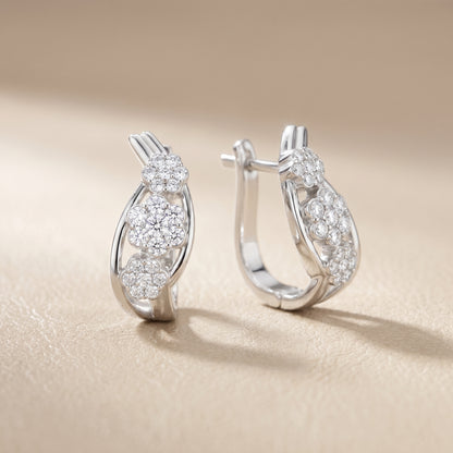 Round Cut Lab Grown Diamond Hoop Earrings in Silver