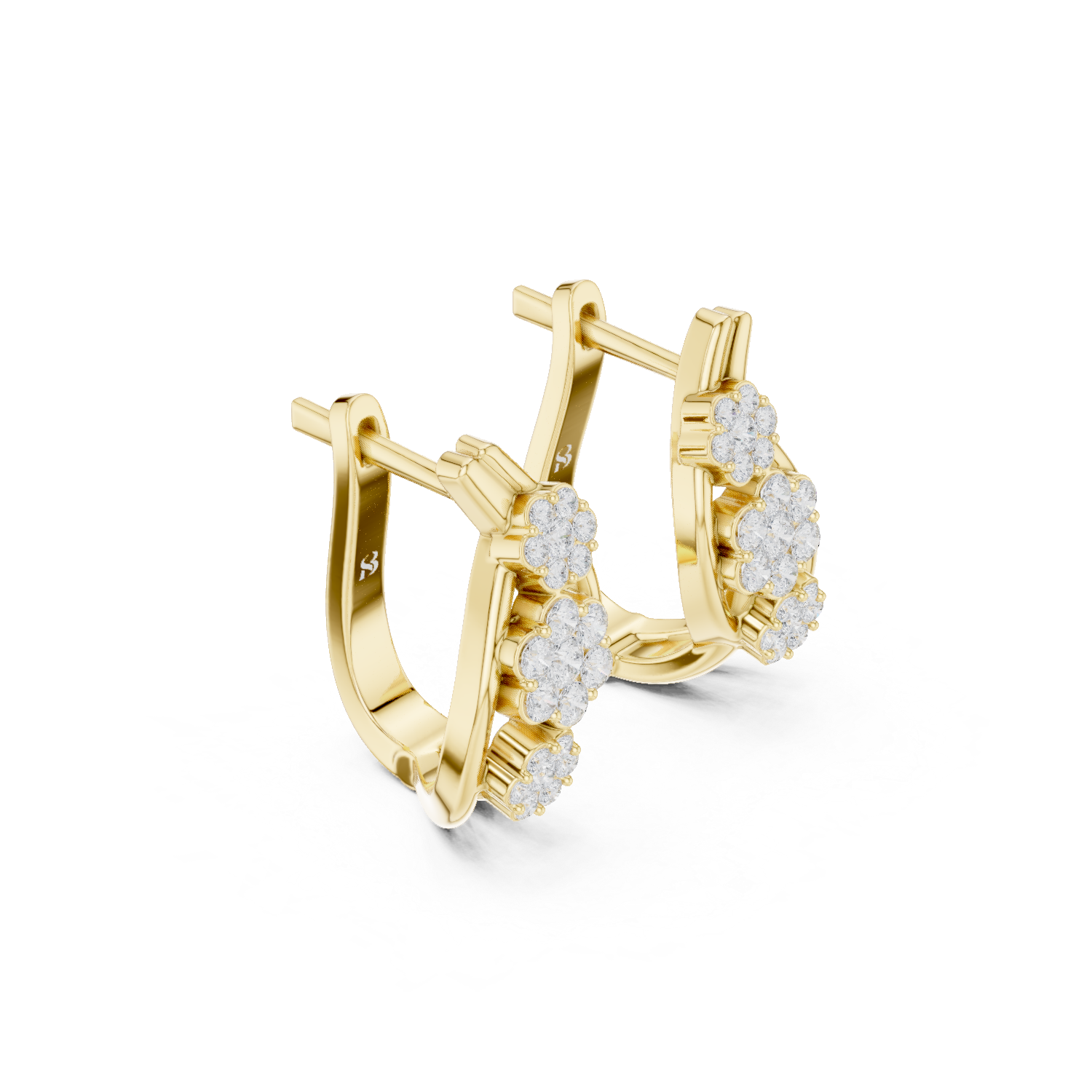 Round Cut Lab Grown Diamond Hoop Earrings in Yellow Gold