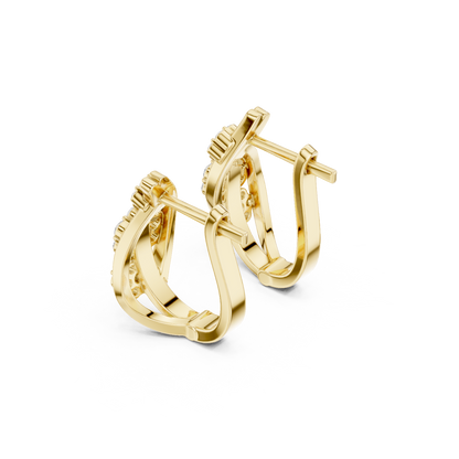 Round Cut Lab Grown Diamond Hoop Earrings in Yellow Gold