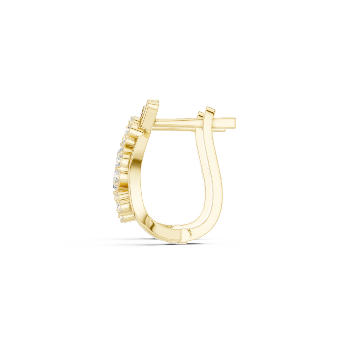 Round Cut Lab Grown Diamond Hoop Earrings in Yellow Gold