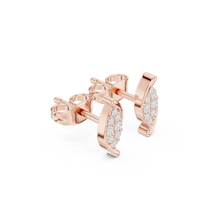 Round Cut Lab Grown Diamond Stud Earrings in Rose Gold