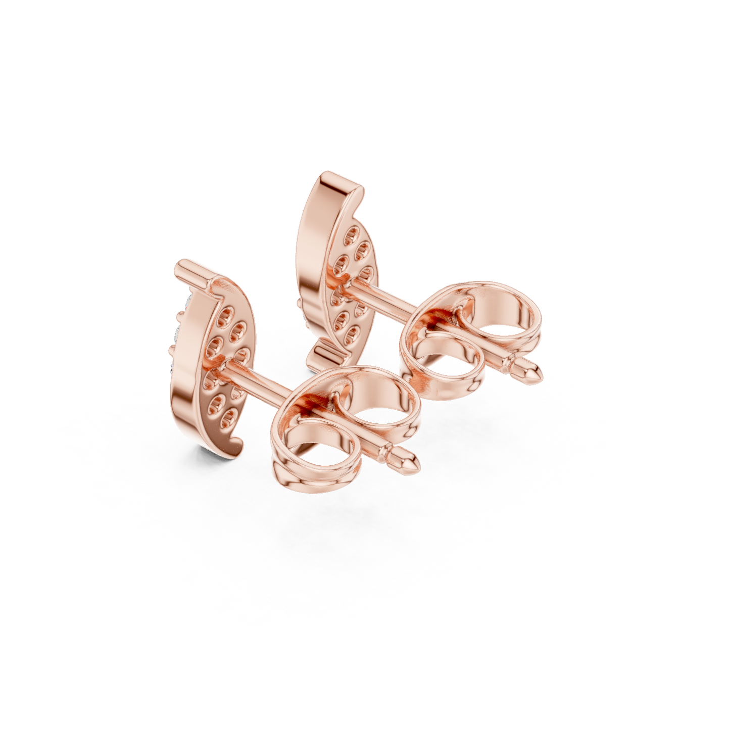 Round Cut Lab Grown Diamond Stud Earrings in Rose Gold