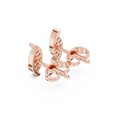 Round Cut Lab Grown Diamond Stud Earrings in Rose Gold
