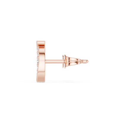 Round Cut Lab Grown Diamond Stud Earrings in Rose Gold
