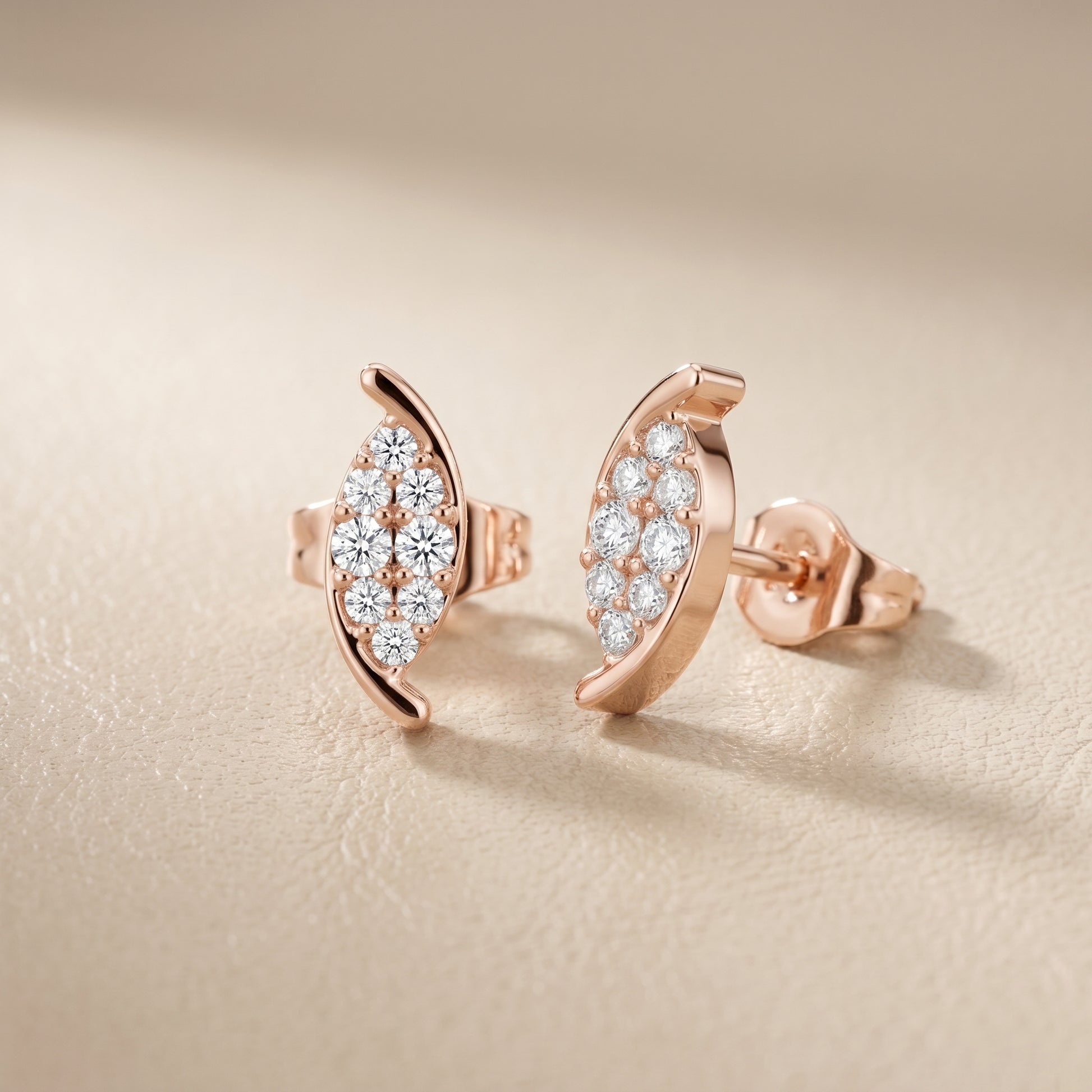 Round Cut Lab Grown Diamond Stud Earrings in Rose Gold