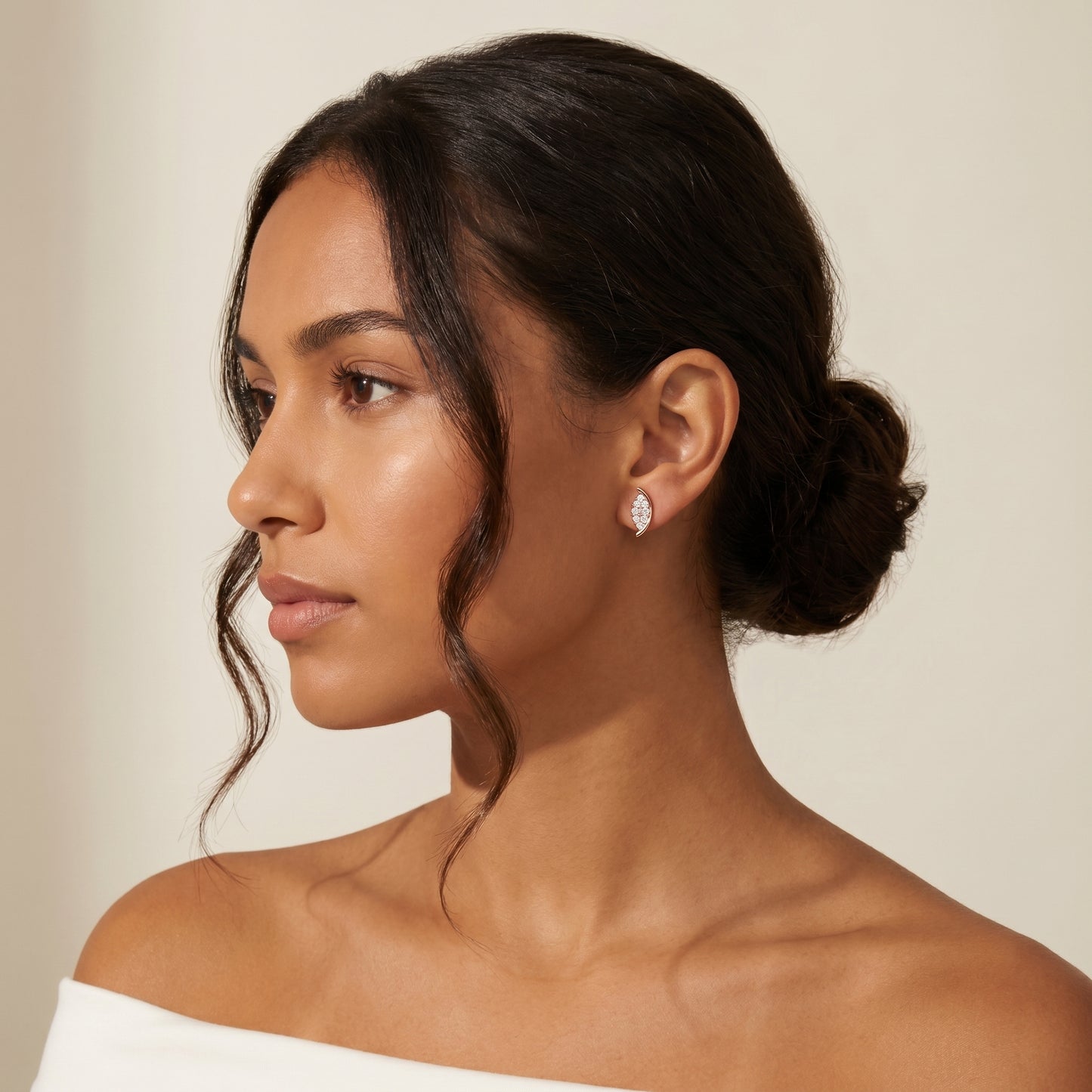 Round Cut Lab Grown Diamond Stud Earrings in Rose Gold