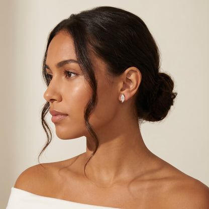 Round Cut Lab Grown Diamond Stud Earrings in Rose Gold