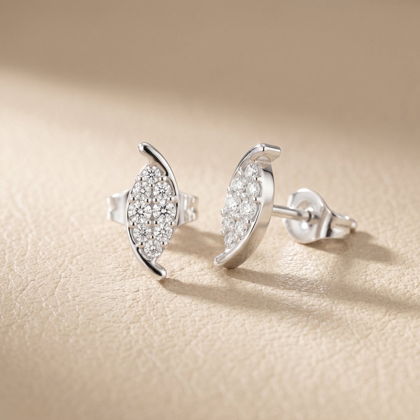 Round Cut Lab Grown Diamond Stud Earrings in Silver