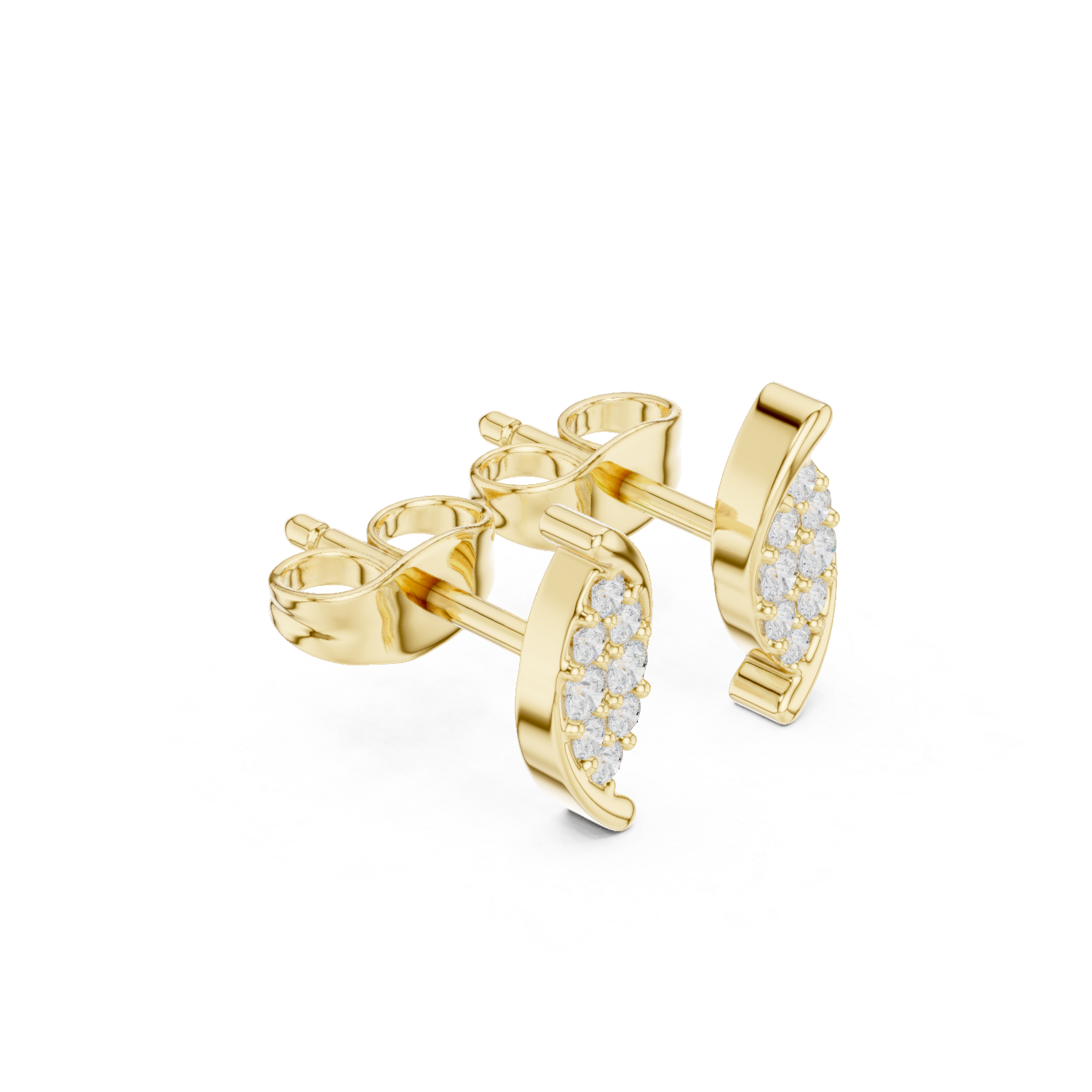 Round Cut Lab Grown Diamond Stud Earrings in Yellow Gold
