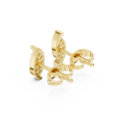 Round Cut Lab Grown Diamond Stud Earrings in Yellow Gold