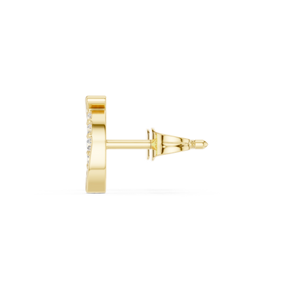 Round Cut Lab Grown Diamond Stud Earrings in Yellow Gold