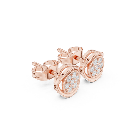Round Cut Lab Grown Diamond Stud Earrings in Rose Gold