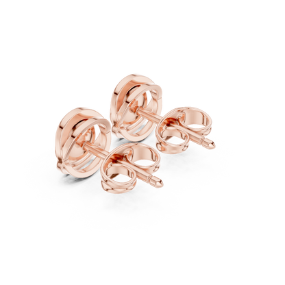 Round Cut Lab Grown Diamond Stud Earrings in Rose Gold