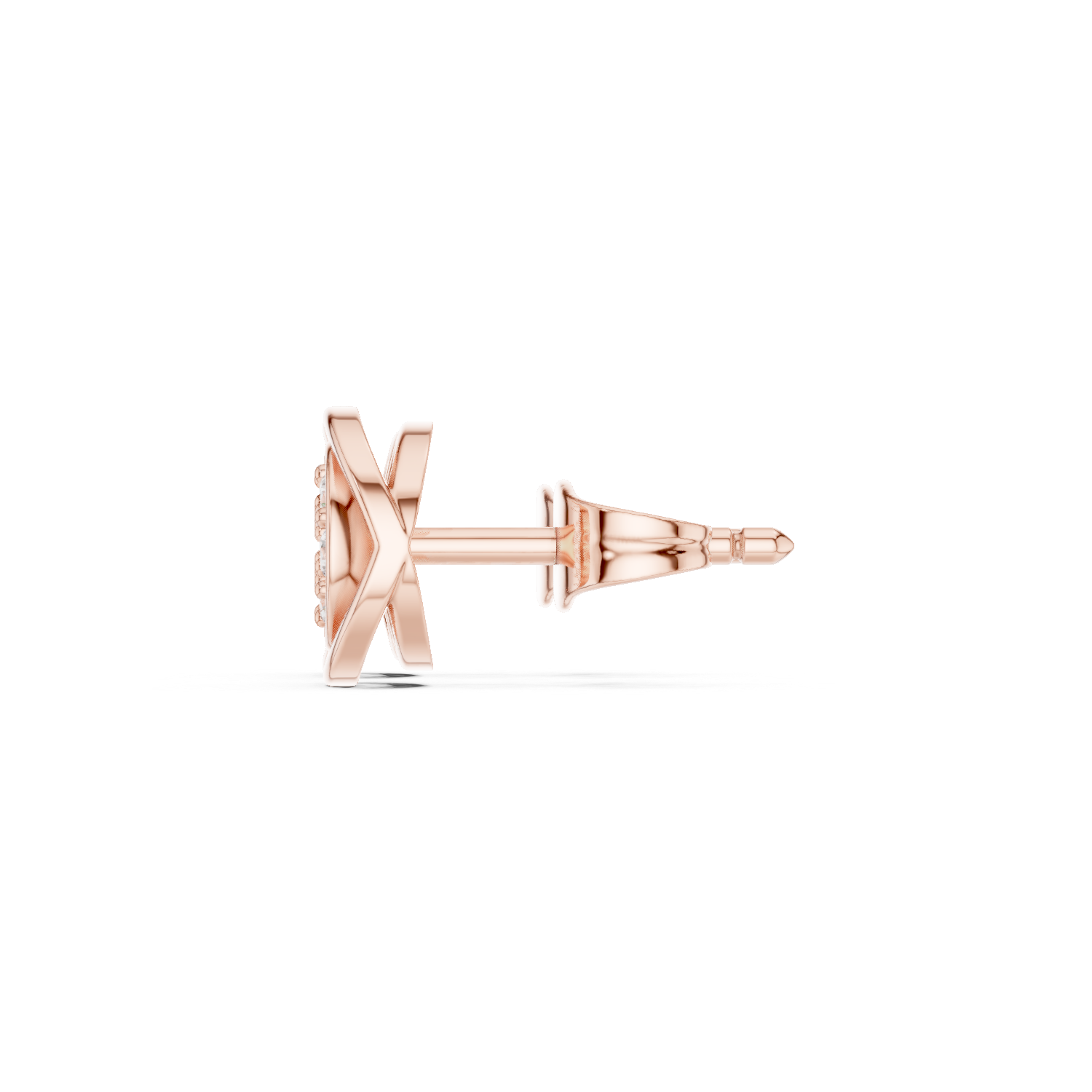 Round Cut Lab Grown Diamond Stud Earrings in Rose Gold
