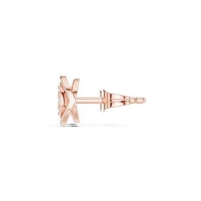 Round Cut Lab Grown Diamond Stud Earrings in Rose Gold